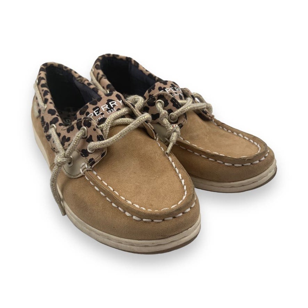 Sperry Top Sider Leopard Cheetah Print Tan Leather Coastfish Boat Shoe
